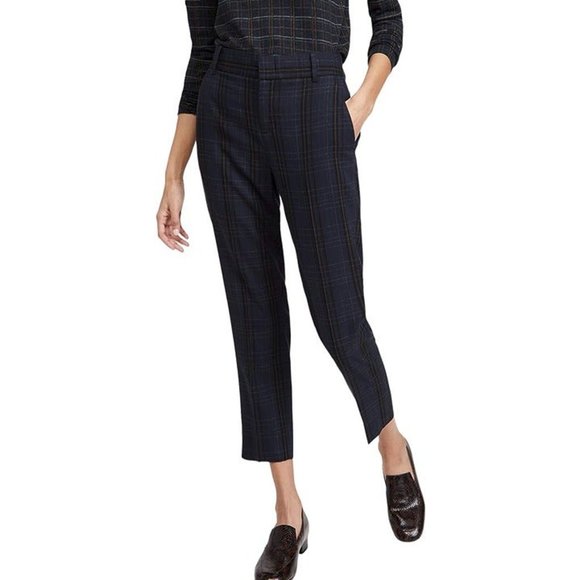 Vince Pants - Vince Women's Soft Modern Plaid Tapered Trouser Pants
